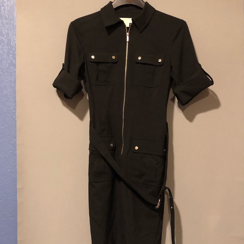 Black short sleeve Michael kors dress with silver